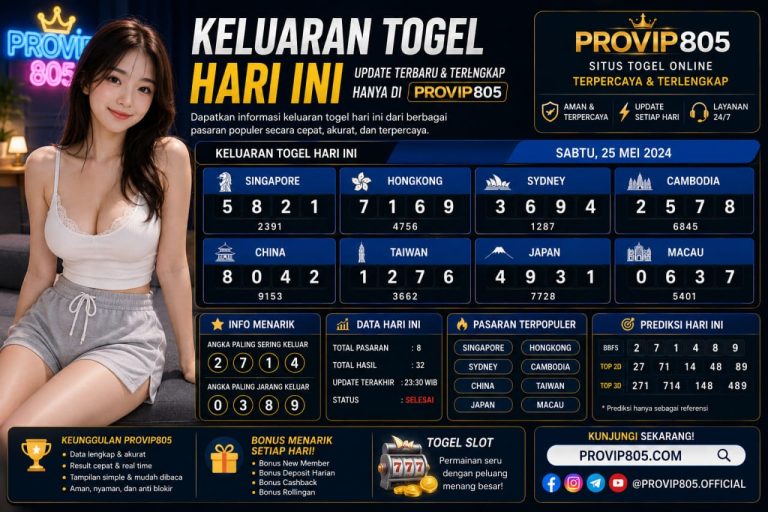 Keluaran Togel Hari Ini PROVIP805 Update Data Terbaru